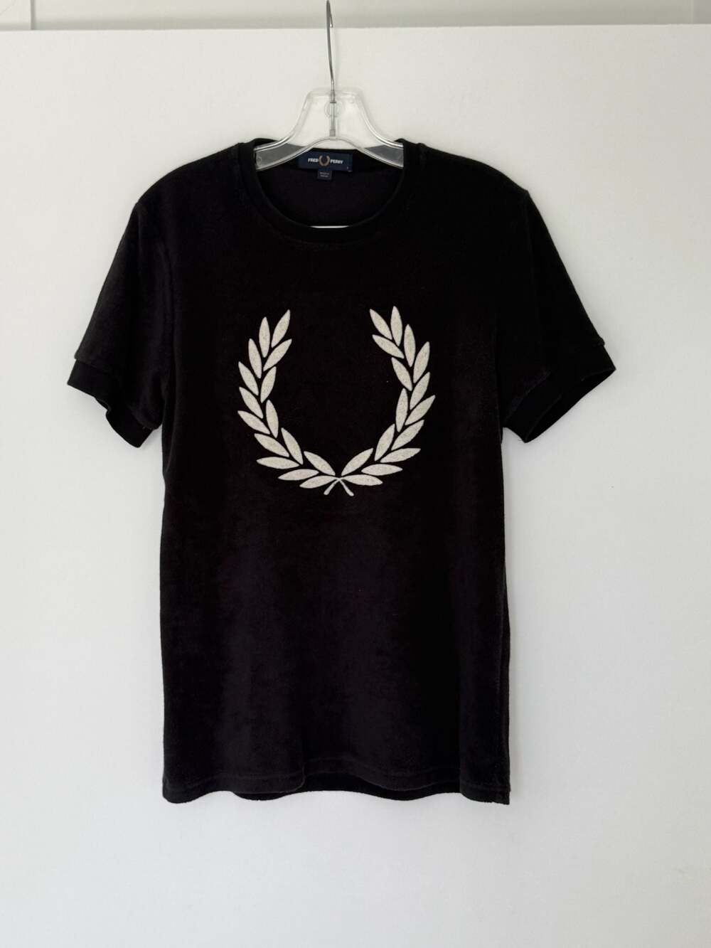 Fred Perry Black Terry Cloth Big Laurel Wreath Logo T-Shirt